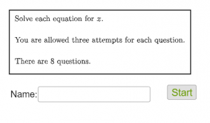 Algebra Assessment Resource. Set this quiz to your class for formative or summative assessment on solving equations. Use the 'assign' feature to get individual responses from each student.
